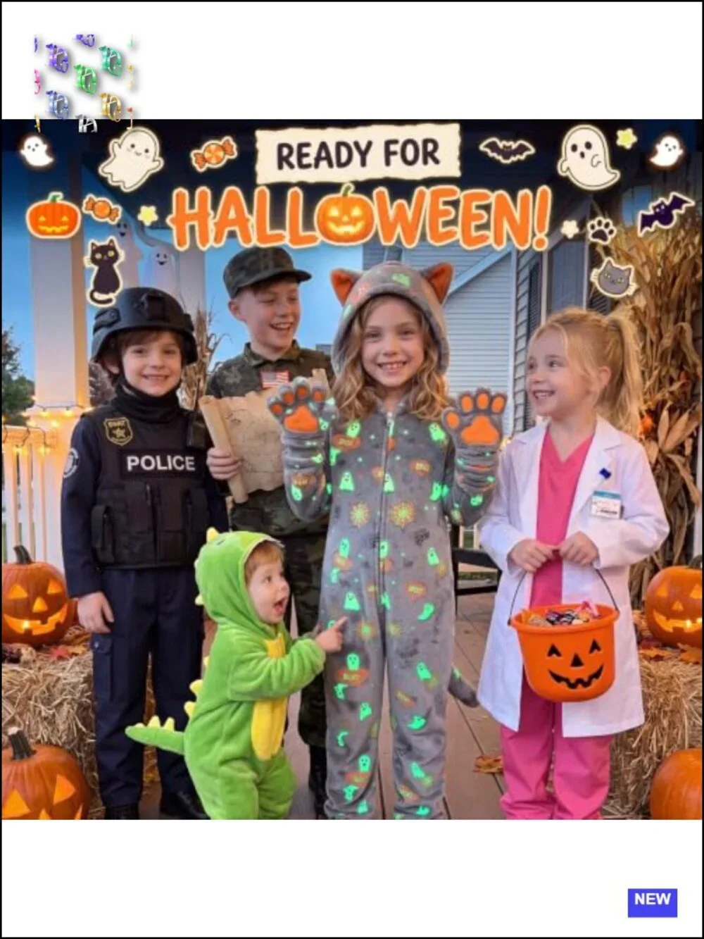 Joycover Girls Glow in the Dark Cat Onesie Fleece Jumpsuit Costume